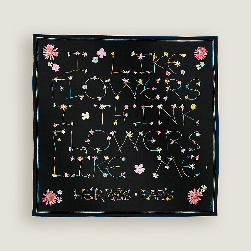 【HERMES】カレ70 I like flowers Carré 70 I Like Flowers - Noir | Hermès Canada